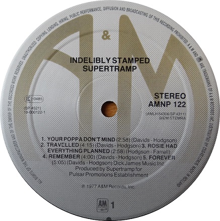 Supertramp  Indelibly Stamped nl : LP A